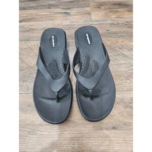 Okabashi Women Black Flip Flop Sandals Ergonomic Comfort Thong ML 8-9